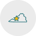 Icon of Virginia with star on top.