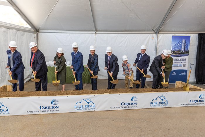 Carilion leaders and donors break ground on the new Carilion Taubman Cancer Center.